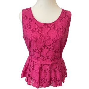 Worthington Pink Lace Top Fully Lined with Bonus Earrings Women's L NWOT